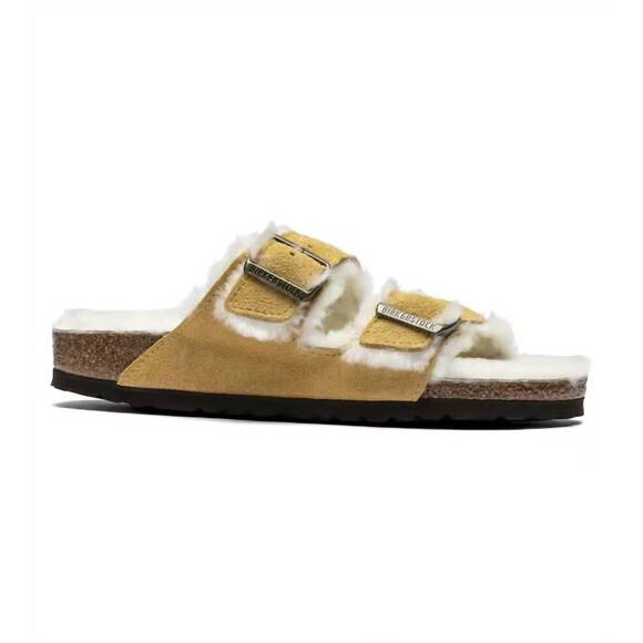 BIRKENSTOCK Shoes - NEW BIRKENSTOCK women's arizona shearling sandal in ochre/beige